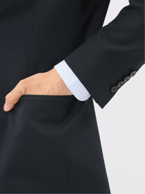 ストレッチウォッシャブル リラックスフィット 2ボタン2ピーススーツ 組織紺