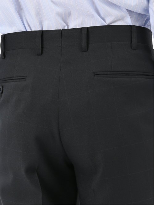 ストレッチウォッシャブル リラックスフィット 2ボタン2ピーススーツ ウィンドペン黒