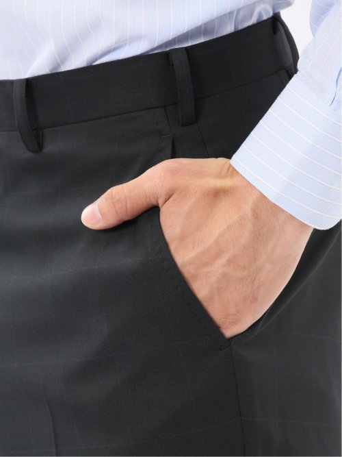 ストレッチウォッシャブル リラックスフィット 2ボタン2ピーススーツ ウィンドペン黒