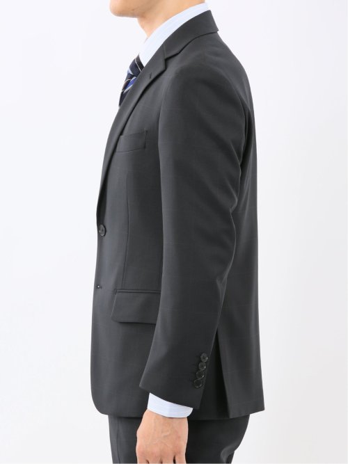 ストレッチウォッシャブル リラックスフィット 2ボタン2ピーススーツ ウィンドペン黒