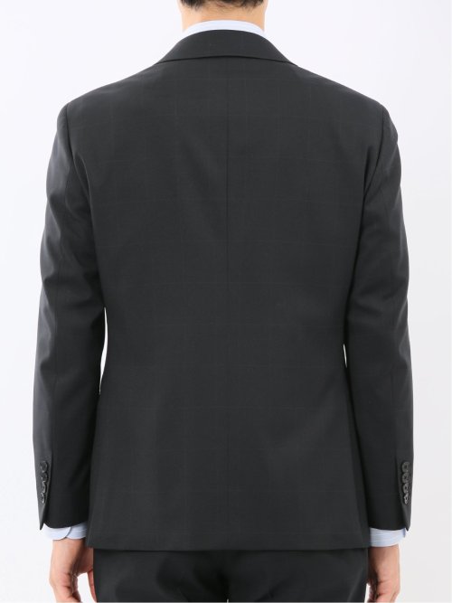 ストレッチウォッシャブル リラックスフィット 2ボタン2ピーススーツ ウィンドペン黒