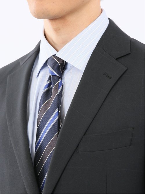 ストレッチウォッシャブル リラックスフィット 2ボタン2ピーススーツ ウィンドペン黒