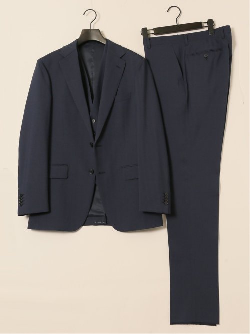 ストレッチウォッシャブル レギュラーフィット 2ボタン3ピーススーツ ソラーロ青