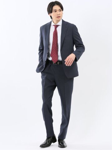 ストレッチウォッシャブル リラックスフィット 2ボタン2ピーススーツ 組織紺