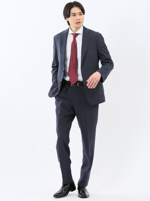 ストレッチウォッシャブル リラックスフィット 2ボタン2ピーススーツ 組織紺