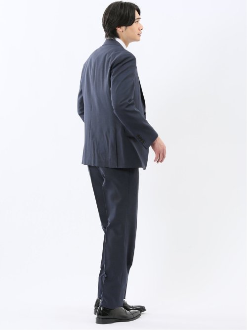 ストレッチウォッシャブル リラックスフィット 2ボタン2ピーススーツ 組織紺