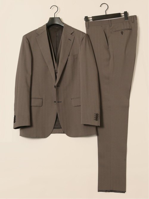 ストレッチウォッシャブル レギュラーフィット 2ボタン3ピーススーツ ソラーロベージュ