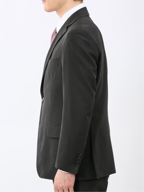 ストレッチ ウォッシャブル リラックスフィット 2ボタン 2ピース スーツ チェック黒