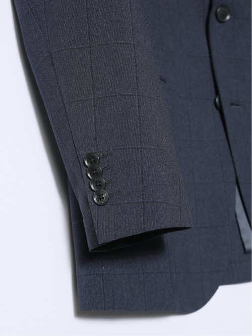 ストレッチウォッシャブル レギュラーフィット 2ボタン4ピース6WAYスーツ ウィンドペン紺