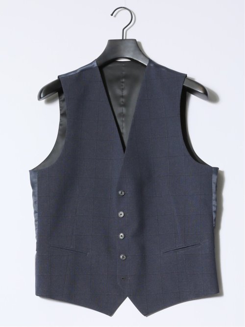 ストレッチウォッシャブル レギュラーフィット 2ボタン4ピース6WAYスーツ ウィンドペン紺