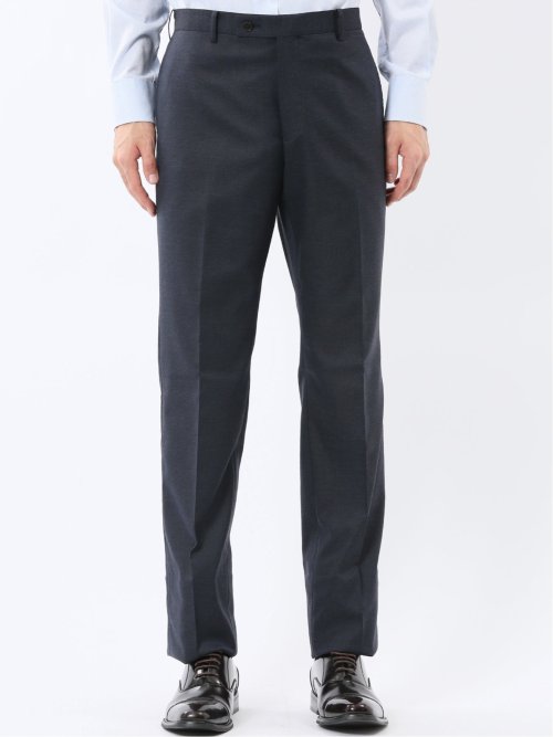 ストレッチウォッシャブル スリムフィット 2ボタン2ピーススーツ チェック紺