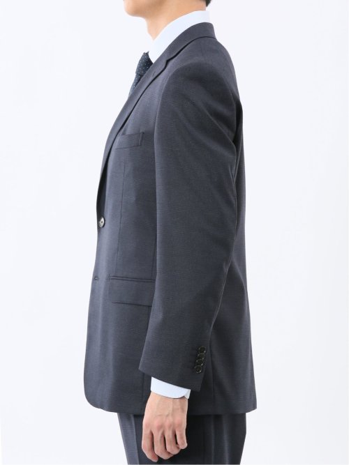 ストレッチウォッシャブル スリムフィット 2ボタン2ピーススーツ チェック紺