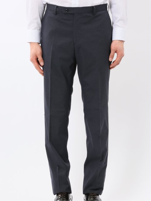 ウール調 ストレッチ ウォッシャブル スリムフィット 2ボタン 2ピース スーツ メランジ紺