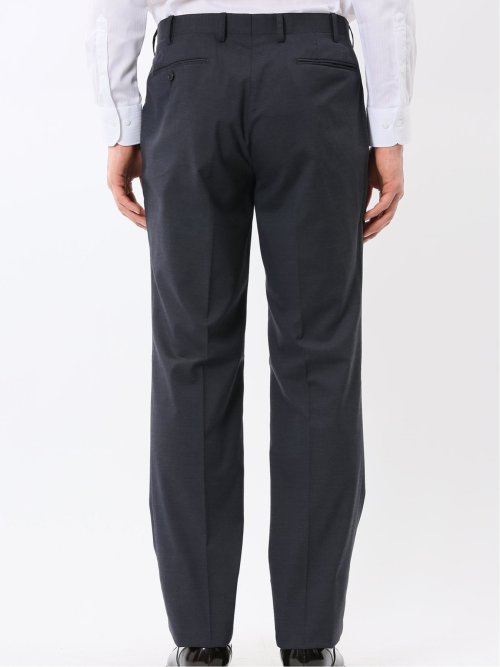 ウール調 ストレッチ ウォッシャブル スリムフィット 2ボタン 2ピース スーツ メランジ紺