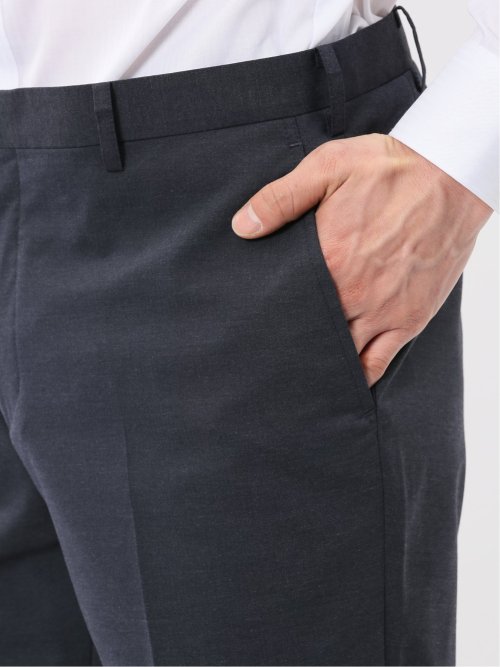 ウール調 ストレッチ ウォッシャブル スリムフィット 2ボタン 2ピース スーツ メランジ紺