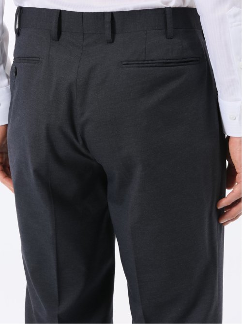 ウール調 ストレッチ ウォッシャブル スリムフィット 2ボタン 2ピース スーツ メランジ紺