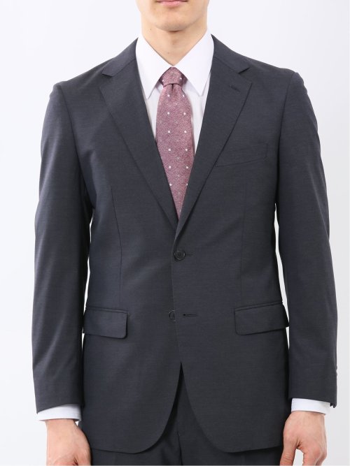 ウール調 ストレッチ ウォッシャブル スリムフィット 2ボタン 2ピース スーツ メランジ紺