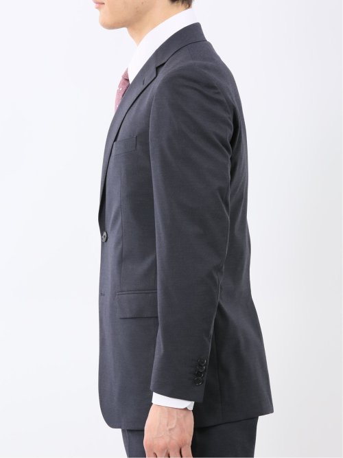 ウール調 ストレッチ ウォッシャブル スリムフィット 2ボタン 2ピース スーツ メランジ紺