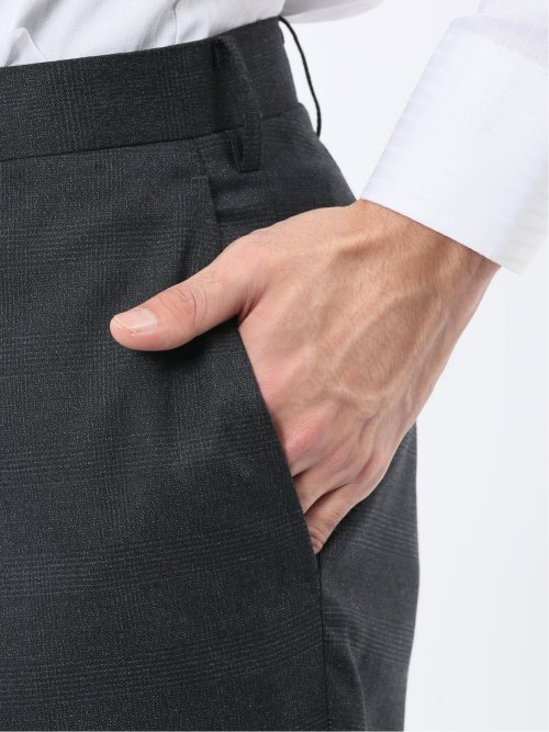 ストレッチウォッシャブル レギュラーフィット 2ボタン2ピーススーツ チェック黒