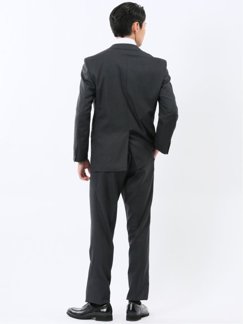 ストレッチウォッシャブル レギュラーフィット 2ボタン2ピーススーツ チェック黒