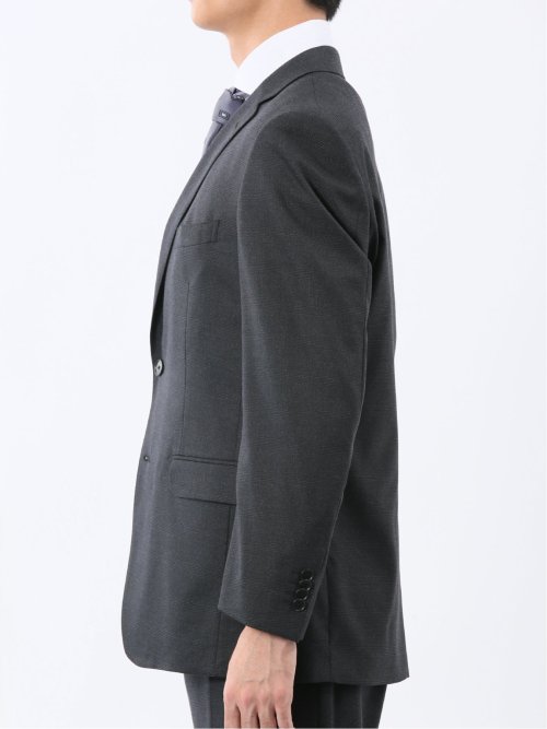 ストレッチウォッシャブル レギュラーフィット 2ボタン2ピーススーツ チェック黒