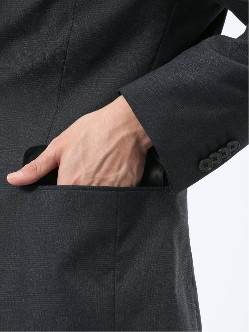 ストレッチウォッシャブル レギュラーフィット 2ボタン2ピーススーツ チェック黒