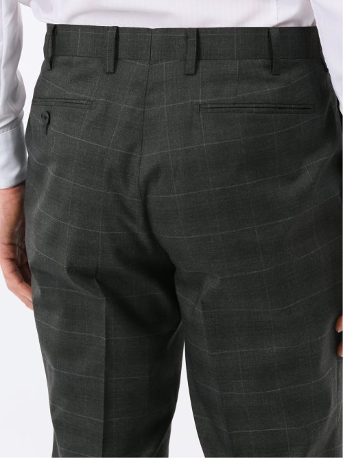 ウール調 ストレッチ ウォッシャブル スリムフィット 2ボタン 2ピース スーツ チェックグレー