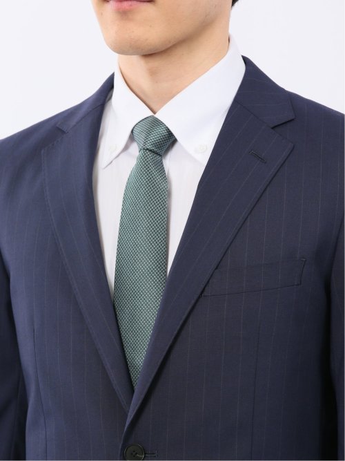 ウール調 ストレッチ ウォッシャブル スリムフィット 2ボタン 2ピース スーツ ストライプ紺