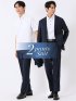 ストレッチ ウォッシャブル レギュラーフィット 2ボタン 2パンツ スーツ メランジ 紺
