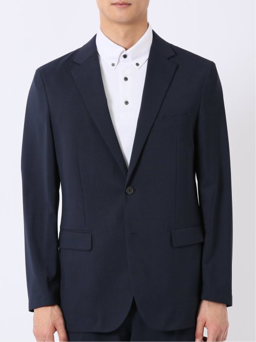 ストレッチ ウォッシャブル レギュラーフィット 2ボタン 2パンツ スーツ メランジ 紺