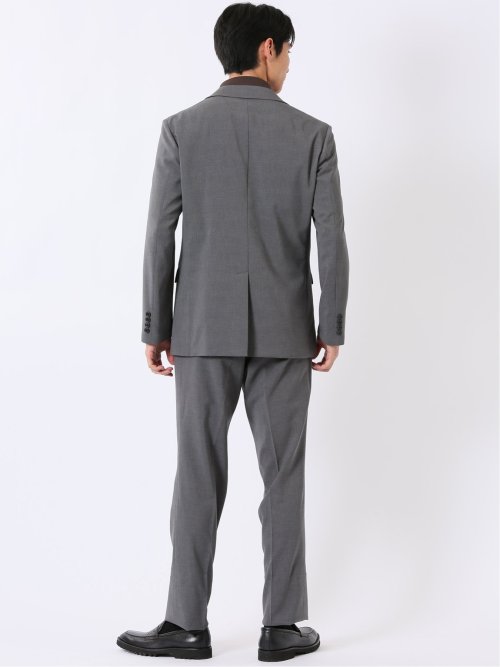 ストレッチ ウォッシャブル レギュラーフィット 2ボタン 2パンツ スーツ メランジ グレー