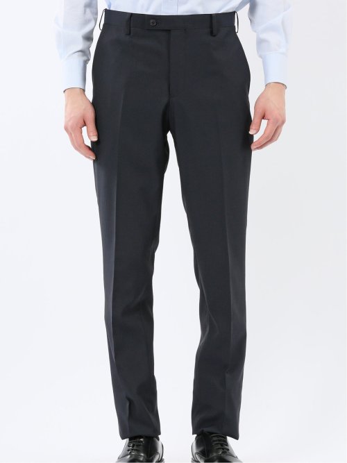 ストレッチウォッシャブル スリムフィット 2ボタン3ピーススーツ ストライプ紺