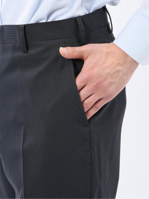 ストレッチウォッシャブル スリムフィット 2ボタン3ピーススーツ ストライプ紺