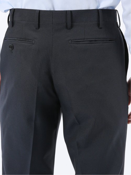 ストレッチウォッシャブル スリムフィット 2ボタン3ピーススーツ ストライプ紺