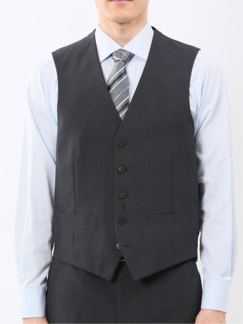 ストレッチ ウォッシャブル レギュラーフィット 2ボタン 3ピース スーツ チェック黒