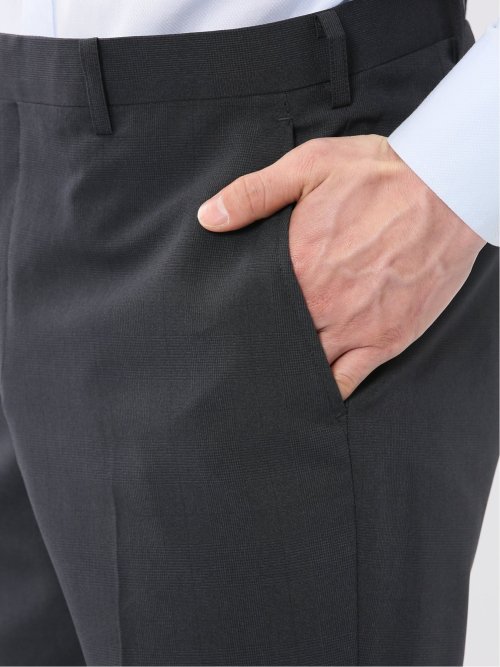 ストレッチ ウォッシャブル レギュラーフィット 2ボタン 3ピース スーツ チェック黒