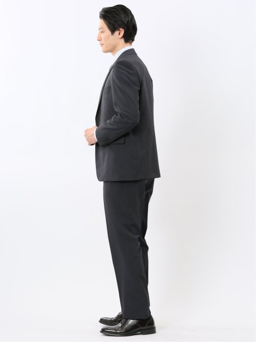 ストレッチ ウォッシャブル レギュラーフィット 2ボタン 3ピース スーツ チェック黒