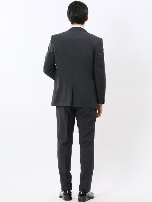 ストレッチ ウォッシャブル レギュラーフィット 2ボタン 3ピース スーツ チェック黒