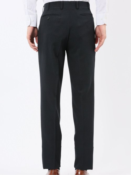 ウール調 ストレッチウォッシャブル スリムフィット 2ボタン3ピーススーツ チェック紺