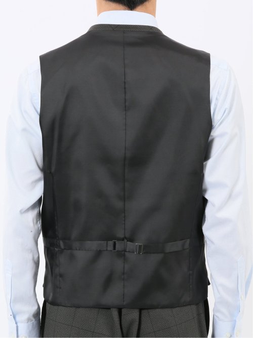 ウール調 ストレッチウォッシャブル レギュラーフィット 2ボタン3ピーススーツ チェックグレー