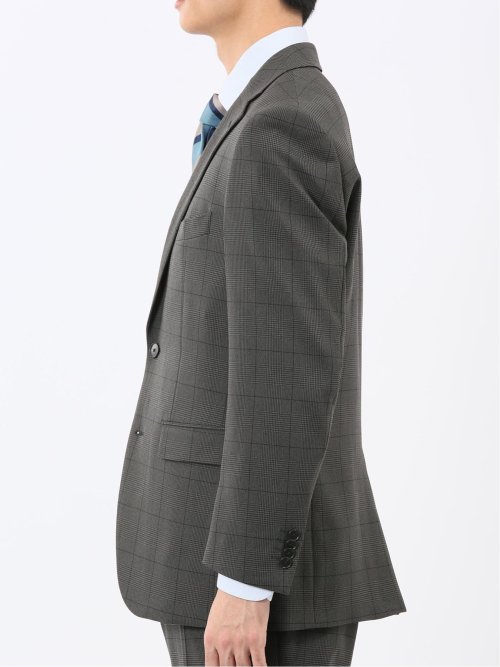 ウール調 ストレッチウォッシャブル レギュラーフィット 2ボタン3ピーススーツ チェックグレー