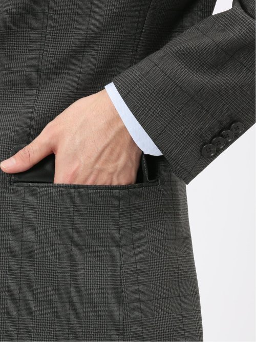 ウール調 ストレッチウォッシャブル レギュラーフィット 2ボタン3ピーススーツ チェックグレー