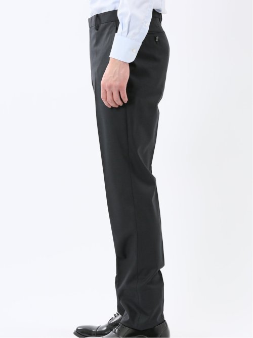 光沢ウール混 スリムフィット 2ボタン3ピーススーツ 組織黒