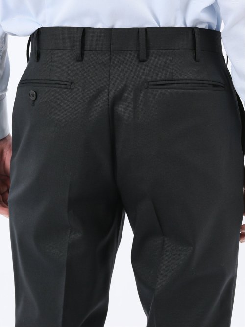 光沢ウール混 スリムフィット 2ボタン3ピーススーツ 組織黒