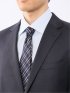 光沢ウール混 スリムフィット 2ボタン2ピーススーツ チェック紺