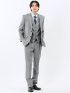 光沢ウール混 レギュラーフィット 2ボタン3ピーススーツ ストライプグレー