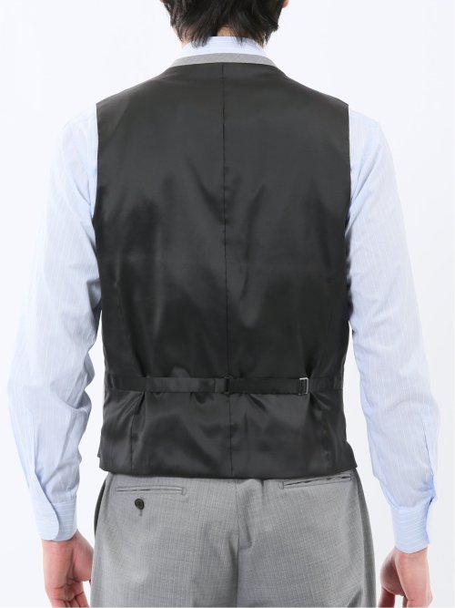 光沢ウール混 レギュラーフィット 2ボタン3ピーススーツ ストライプグレー