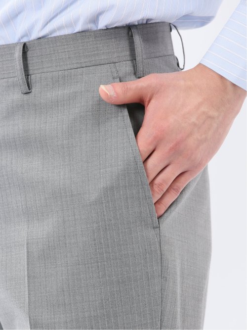 光沢ウール混 レギュラーフィット 2ボタン3ピーススーツ ストライプグレー