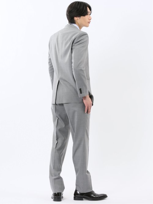 光沢ウール混 レギュラーフィット 2ボタン3ピーススーツ ストライプグレー