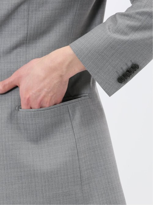 光沢ウール混 レギュラーフィット 2ボタン3ピーススーツ ストライプグレー